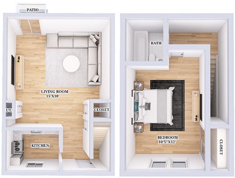 a floor plan of a small house with a bedroom and a living room
